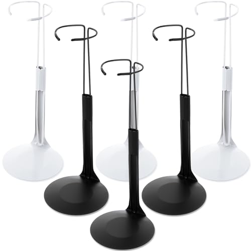 Image of Yaocom 6 Pcs Adjustable Doll Stands for 12 Inch to 18 Inch Dolls Display Stand with Expandable Waist Wire Action Figure Display (Black and White)