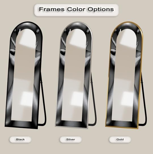 23,5’’W x 67’’H Eclipse Embrace – Black and White Floor Mirror Arched Full Lenght Mirror - Arch Full Body Stained Floor Mirror with Black Frame with Gold Frame