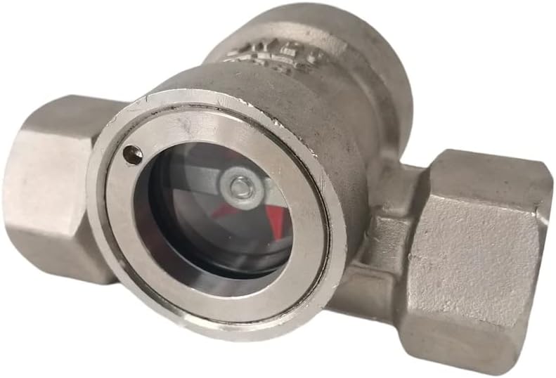 1/4" 3/8" 1/2" 3/4" 1" 1-1/2" 2" BSPT Female 304 Stainless Window Sight Glass Flow Indicator With Impeller (1/2" DN15)