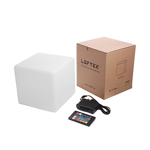 Loftek Led Light Cube: 7-Inch Rgb 16 Colors Dimming Nursery Night Light With Remote Control, Usb Rechargeable Mcu Tesseract Table Lamp, Ip65 Waterproof Glow Furniture For Kid's Room, Nursery Decor #TOP7