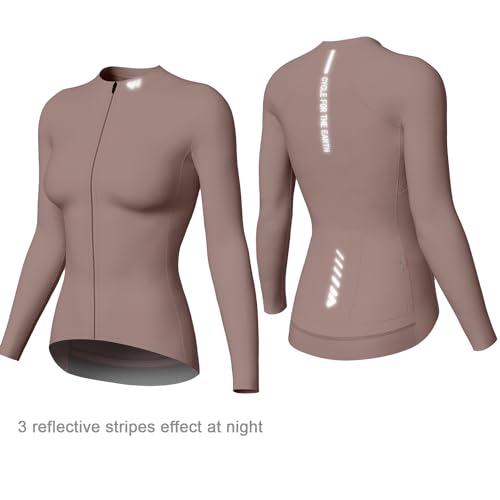 Wulibike Cycling Jersey Women Long Sleeve,Bike Shirts for Women Biking Tops Breathable Cycle Jerseys with 4 Pockets Pink M
