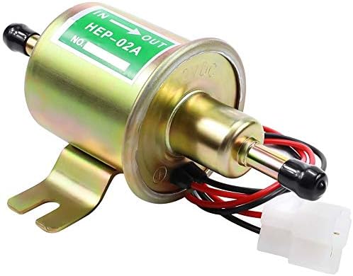 Electric Fuel Pump 12V Universal Low Pressure 12 Volt Transfer Inline Fuel Pump for Lawn Mower Carburetor Gas Diesel Engine 2.5-4psi HEP-02A