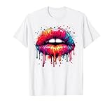 Lips Kiss Shirt for Women Men Colorful Splatter