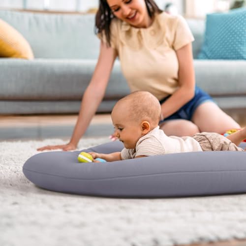 Image of Baby Lounger for Newborn: Skin-Friendly & Breathable | for 0-12 Months Infant Tummy Time Playtime & Diaper Changes - Portable & Lightweight Cushion for New Parents (Gray)