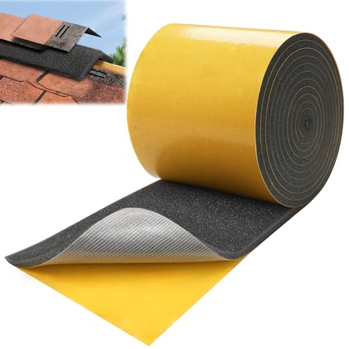FULEIYA 20' X 7" X 0.4" Attic Defense Ridge Vent with Self-Adhesive, Polyurethane Sponge Exhaust Vent Mesh Roll Ridge Vents Roofs, Adsorption of Odors, Ventilation, Insulation, Noise Reduction
