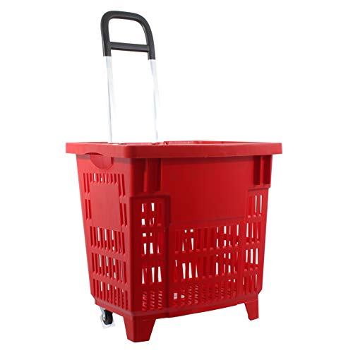 GERSO Einkaufstrolley 55 Liter rot mit Rollen ABS-Kunststoff, Einkaufskorb fahrbar bunt – Bild 6