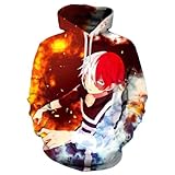 CHLOBLOM Adult Deku Hoodies Cosplay Costume Shoto Novelty Pullover Sweatshirt (L, White Gold)