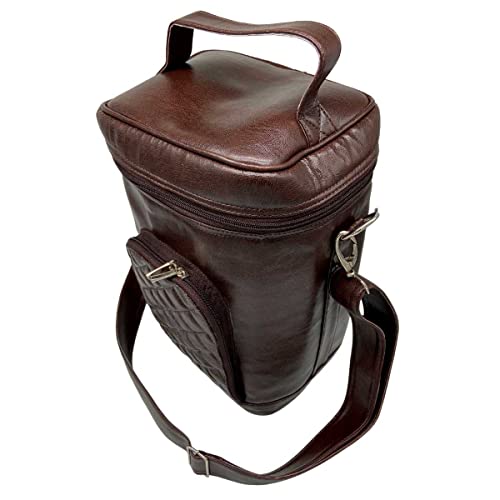 Porta Vinho Wine Bag Porta Garrafa De Vinho Térmica De Couro Premium 4 Divisões
