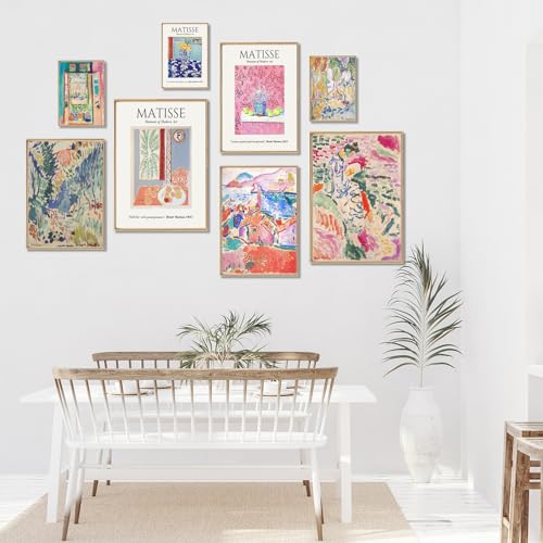 uniro Matisse Wall Art Prints, Matisse Eclectic Wall Decor, Henri Matisse Exhibition Posters for Room Aesthetic, Minimalist Abstract Vintage Gallery Canvas Paintings, Maximalist Eclectic Home Decor