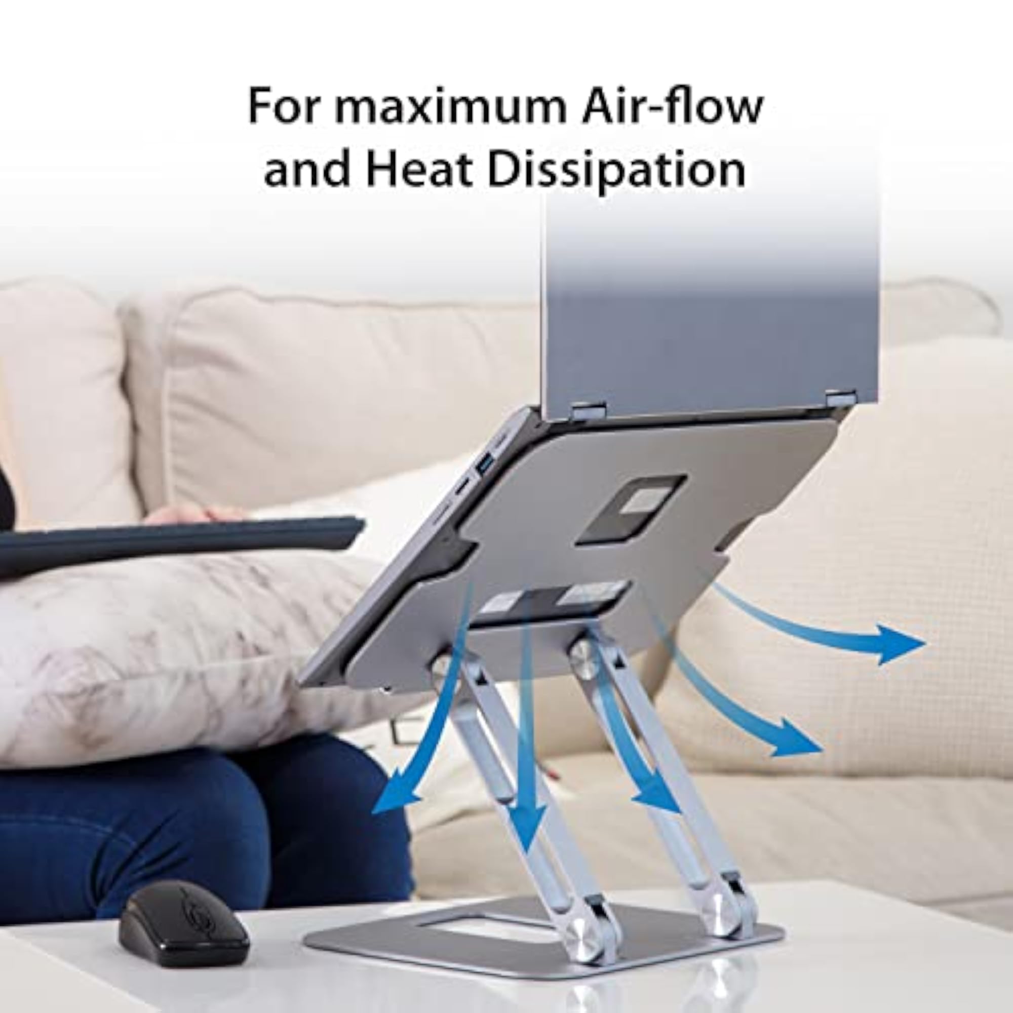 Adjustable Height Aluminium Laptop Stand, Ergonomic Riser
