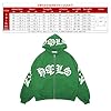 Generisch Women's Oversized Vintage Pullover Long Sleeve Sweatshirt with Retro Look, Letter Printed Zip Hoodie Stylish Gift, Green, 3XL #4