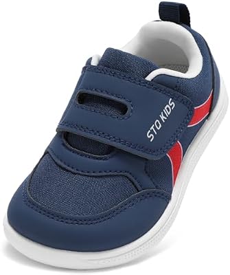 Toddler Boys Wide Toe Box Barefoot Sneaker – Navy Tennis Shoe, Size T7