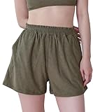 [シードレス] パイル素材 ショートパンツ DDXN1661 レディース S カーキ