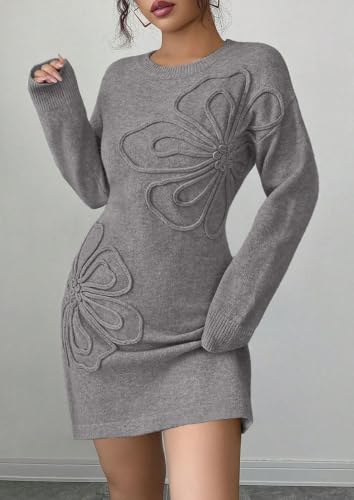 PRETTYGARDEN Women's Embroidered Long Sleeve Bodycon Mini Sweater Dress 14.79 + 60% Off Code V1UX8CX7 - image 2