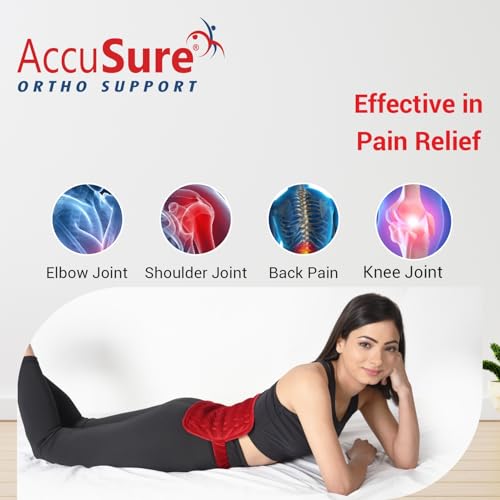 Image of AccuSure Fabric Heating Pad for Back, Neck, Shoulder & Other Body Parts Pain Relief with Ultra Soft Fabric comes with adjustable Heat Controler for Dry or Moist Heat Therapy - Grey-XL