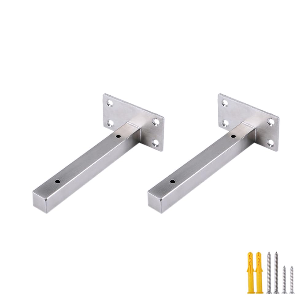 Équerre étagère 15cm en acier inoxydable argenté pour support mural flottant x2