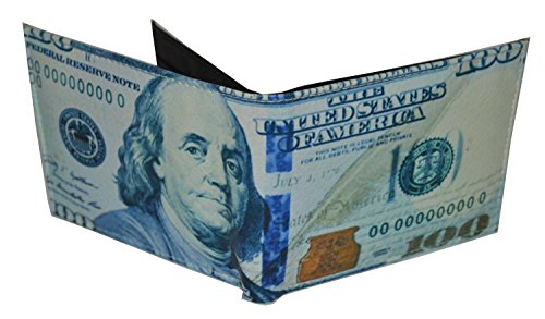 Leatherboss Men's Printed Dollar Bill Bifold Wallet - Compact Size with 6 Card Slots & 2 Money Pockets (100 Dollar)2