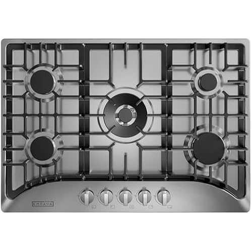 Empava 30 Inch Gas Cooktop with 5 World Class Made in Italy SABAF Burners, LPG/NG Convertible, Ideal RV Top Stoves for Kitchen, Stainless Steel