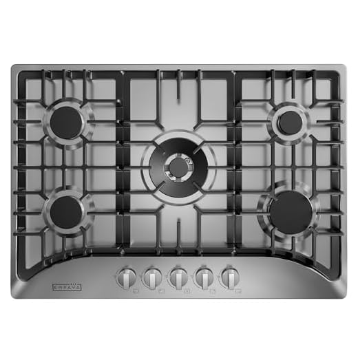 Empava 30" Gas Stove Cooktop with 5 Italy Sabaf Sealed Burners NG/LPG Convertible in Stainless Steel, 30 Inch, Silver