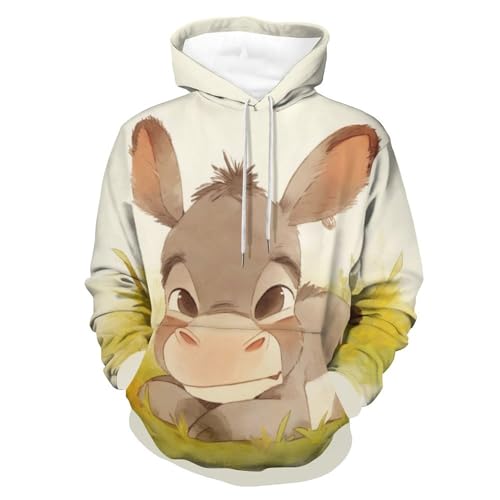 Sweat à capuche âne pour homme et femme, pull manches longues confortable taille S