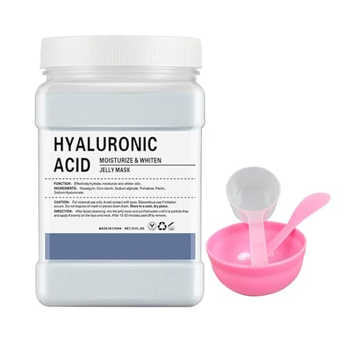 Máscara Facial De Polvo Con ácido Hialurónico, Hidratante Y Reafirmante, Máscara Gel Peel-Off Profesional Para Todo Tipo De Piel, 650g, Ideal Para Uso En Spa O En Casa, Incluye Espátula De Aplicación