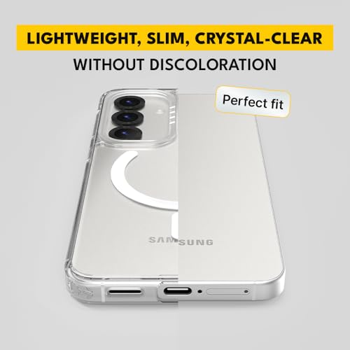 Coque Samsung S25 transparente MagSafe et multicolore avec protection caméra intégrée