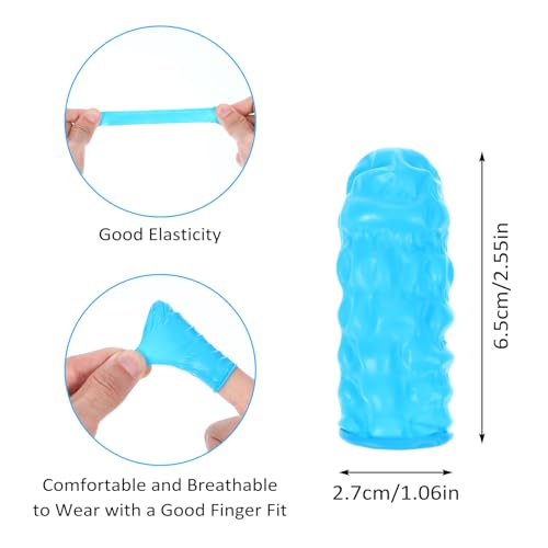 Kifmurase 100 PCS Large Disposable Nitrile Finger Cots, Non-allergenic No Powder Finger Protectors, Finger Covers for Beauty, Manicure, Massage, Electronic Repair(Blue) - Thumbnail 2