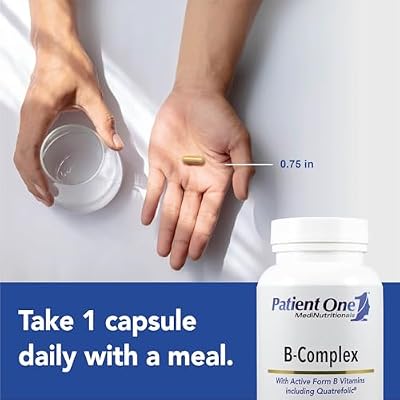 ملحق Patient One B-Complex | لدعم الطاقة وصحة القلب والدماغ* | أساسيات نشطة مع Quatrefolic | 60 كبسولة