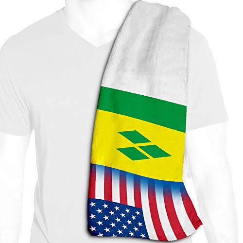 ExpressItBest Microfiber Cooling Towel - 12in x 36in - Flag of St Vincent - St Vincent Flag with USA