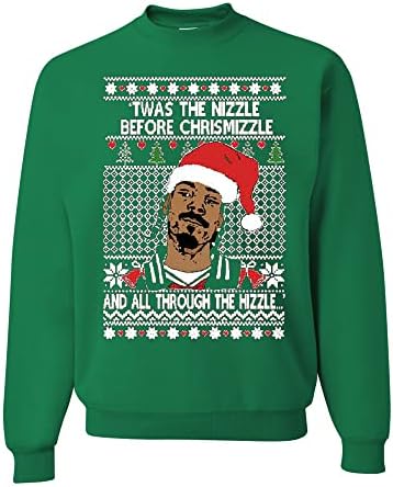 Ugly Christmas Sweater Snoop Twas The Nizzle Earlier than Chrismizzle Canine Mens Crew Neck