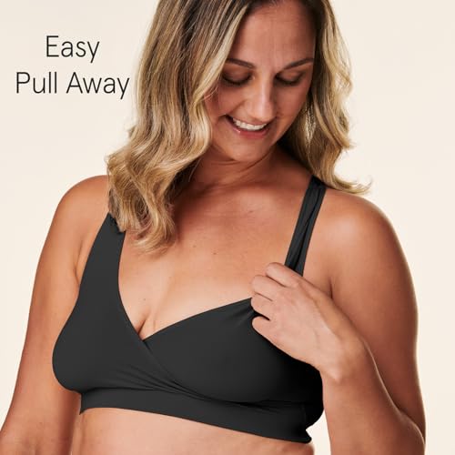 Bravado! Basics Women\'s Sleep Maternity Bra and Nursing Bra, Seamless, Black, Medium