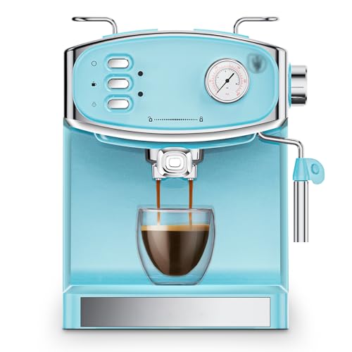 Image of HRVEOCEI 20 Bar Espresso Machine, Espresso Coffee Maker with Milk Frother & Pressure Gauge for Cappuccino Latte, Low Noise Fast Brewing for Cappuccino, 54oz Large Water Tank