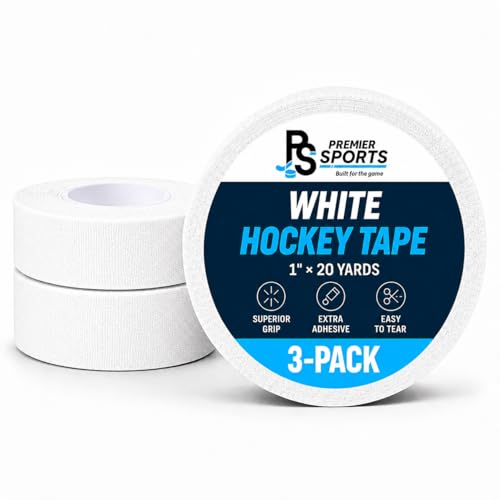 PS White Cloth Hockey Stick Tape 1" x 20 yd – Strong Grip, 3-Pack