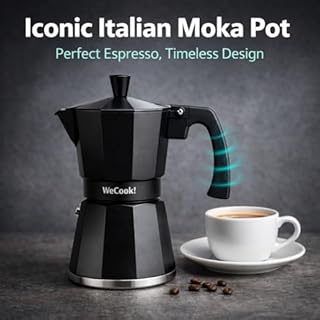 WECOOK! Luccia Caffettiera Italiana a Induzione in Alluminio, Moka Tradizionale, Espresso, 1-3 Tazze di caffè, Base in Acciaio Inossidabile, Valvola di Sicurezza, Vitroceramica, Gas, Elettrica