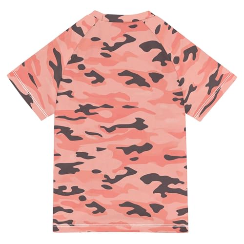 Orange Camouflage Style Bathing Suit Girls Short Sleeves Youth Sports Tshirts Swimwear Beach Tops 3T2