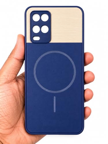 Image of Bintage Mac Safe Design Hard Slim Back Case | Soft Border Camera Protect | Dual PU Leather Finish Back Cover Compatible for Oppo A54 4G - Royal Blue