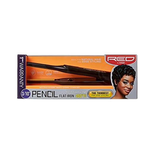 Kiss Red by Pencil Flat Iron Hair Straightener, 0.3 Inch, Ceramic