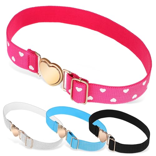 4pcs Decorative Elastic Belt for Boy Girl Girls Soft Heart Buckle Belt Cute Accessory for and Everyday Wear