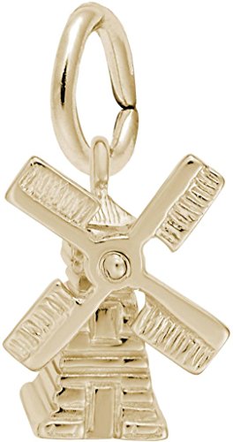 Rembrandt Windmill Charm - Metal - Gold Plated Sterling Silver