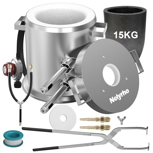La Mejor Lista de Metales de fundición de esta semana. 37 Nelyrho Kit de horno de fusión de propano de 15,00 kg para fundición de metal, horno de fundición de alta temperatura de 135.000 BTU con crisol y pinzas, calentamiento rápido...