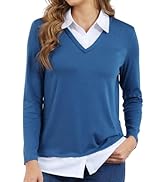 Vldnery Womens Fall Winter Sweater 2024 Trendy Clothes Oversize V Neck Long Sleeve Tops 2 in 1 Ou...