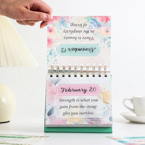 Daily Flip Calendar Dinner Global Delicacies, Every Page in the Perpetual Calendar Has Date & Global Cuisine Introductions, Desk Office Home Decor for Women Men Gifts Desk Accessories for Girls (Plants Theme 1) - Image 6