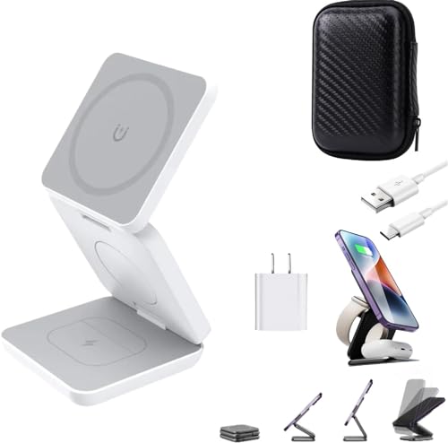 Chargeur sans fil 3 en 1 magnétique pliable Edamon station de charge blanche
