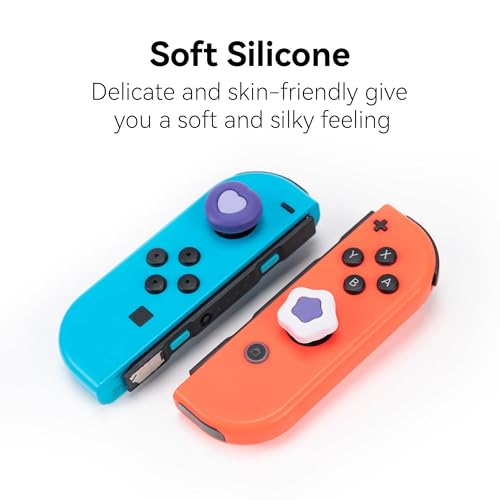 Image of GeekShare Cute Silicone Joycon Thumb Grip Caps Kawaii Thumbstick Caps Joystick Cover Compatible with Switch /OLED /Switch Lite,2Pairs /4PCS - Cream Heart Dark Version