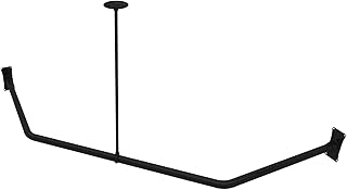Naiture Neo-Angle Shower Curtain Rod Stainless Steel with Ceiling Support, 18-1/2" X 26" X 18-1/2", Black Finish