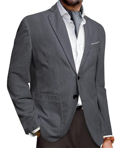 Image of Barry.Wang Men's Vintage Corduroy Blazer Jackets Business Casual Sport Coat | 2 Button,Notch Lapel,Patch Front Pockets,Regular Fit,Daily Wear,Office,Country Western Style,Church Gathering,Homecoming