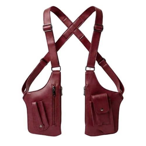 Hervns Classic Shoulder Bag with Wallet, Unisex Sling, Red