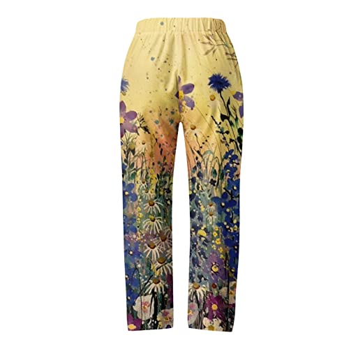 Gianthong Women's Trouser Mid Rise Stretch Wide Leg Jean Womens Wide Leg Capri Pants Stretch Dress Pants Cross High Waist Flare Pants With Pockets For Yoga Casual Work #TOP2