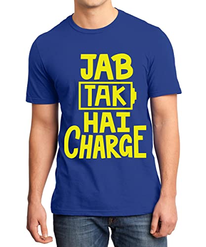 Image of Caseria Men's Cotton Printed T-Shirt -Jab Tak Hai Charge | 100% Cotton | Half Sleeves | Regular Fit | Printed | Round Neck | Graphic T Shirt