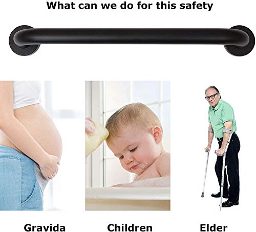 2 Pack 24 Inch Black Shower Grab Bar, Imomwee Stainless Steel Bathroom Grab Bar Handle, Bathroom Shower Balance Bar,Safety Hand Rail Support,Handicap Elderly Senior Assist Bath Handle(1.25" Diameter) #TOP4